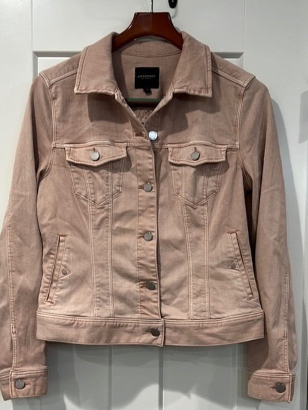 Liverpool Denium Cotton Blend Trucker Jacket Blush Tan Stretch